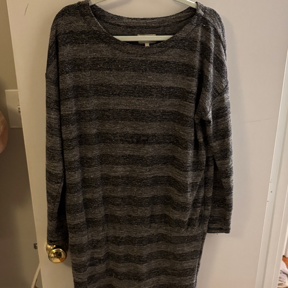 Lou & Grey Charcoal Striped Long Sleeve Dress